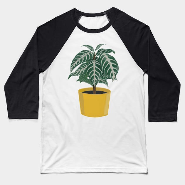 Zebra Plant with Mustard Pot Baseball T-Shirt by Flowering Words